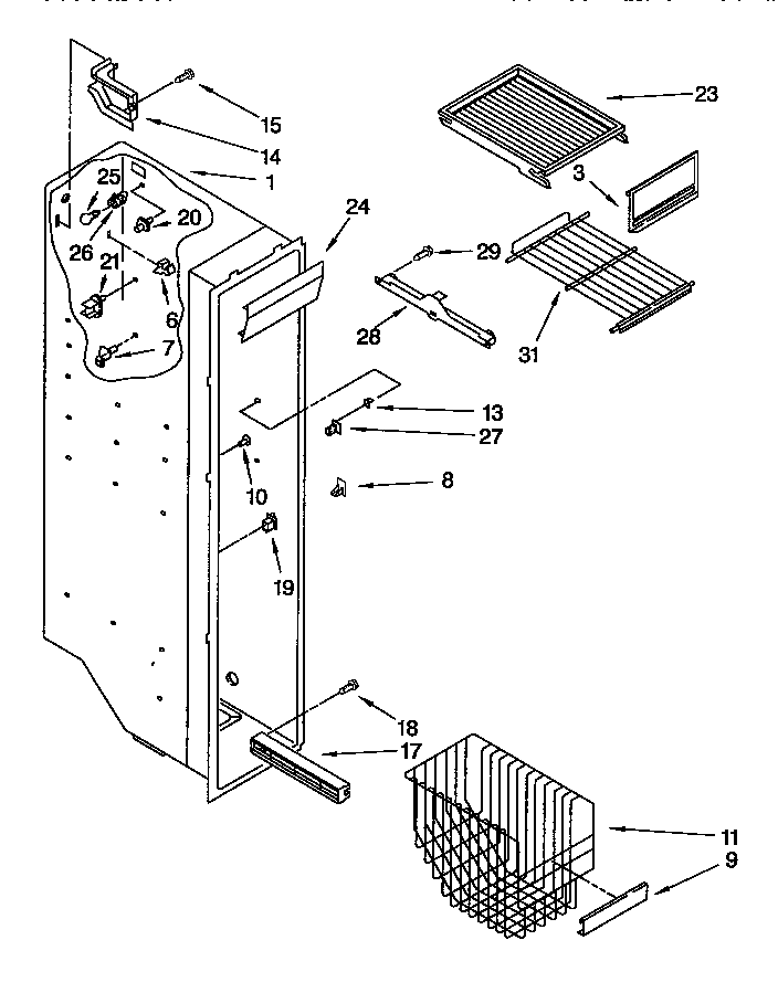 Whirlpool ED25PSXDN02 freezer liner diagram