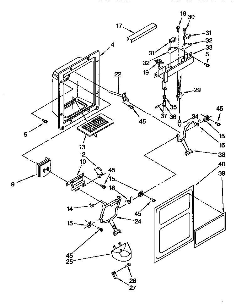 Whirlpool ED25PSXDN02 dispenser front diagram