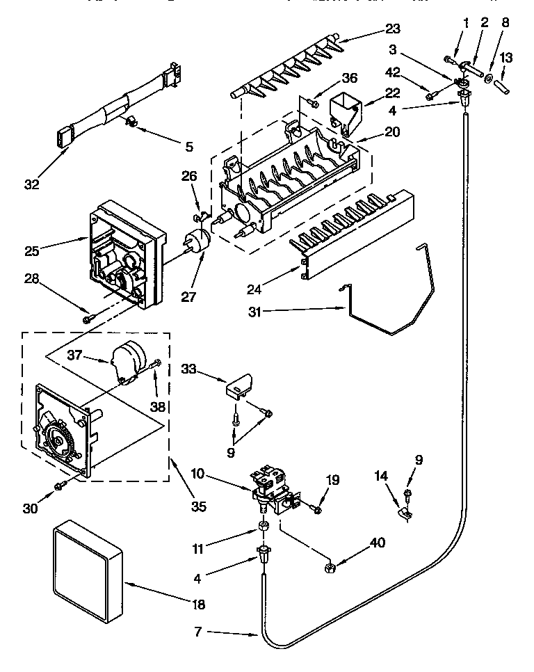 Whirlpool ED25PSXDN02 icemaker diagram