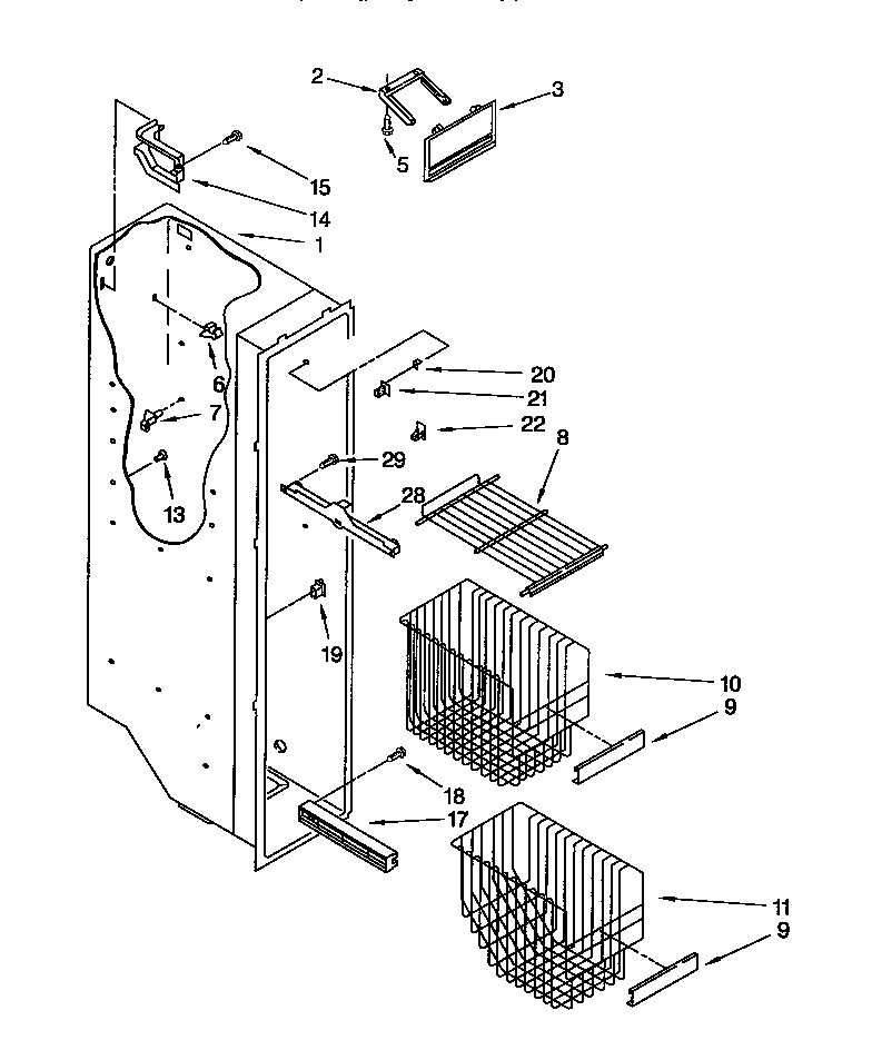 Whirlpool ED22DQXDN01 freezer liner diagram