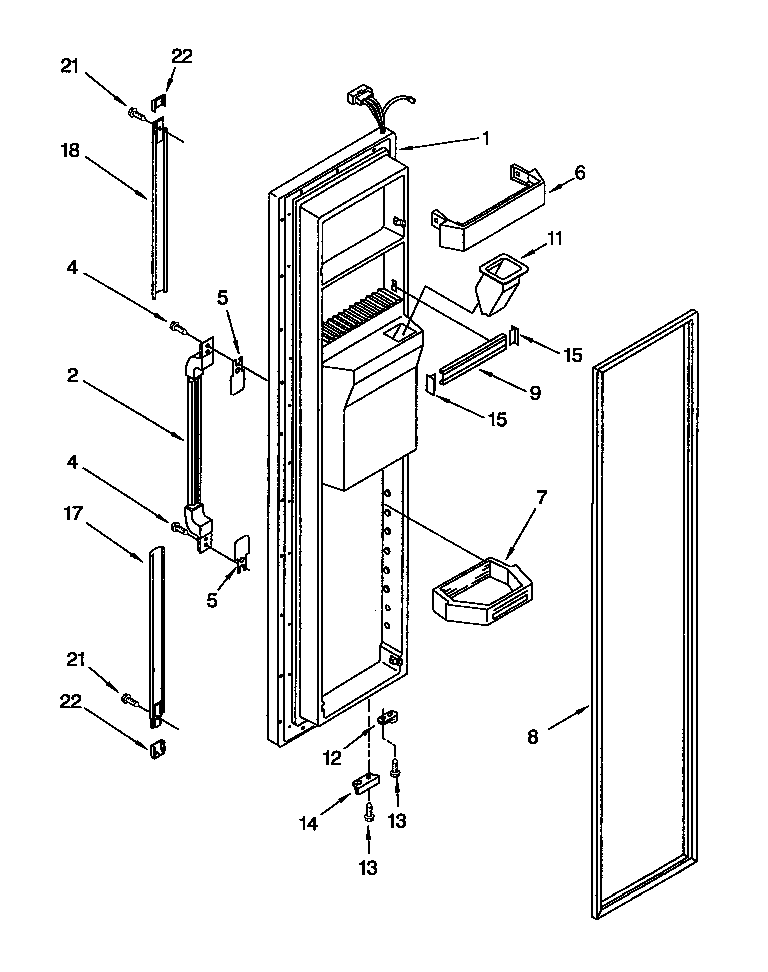 Whirlpool ED22DQXDN01 freezer door diagram