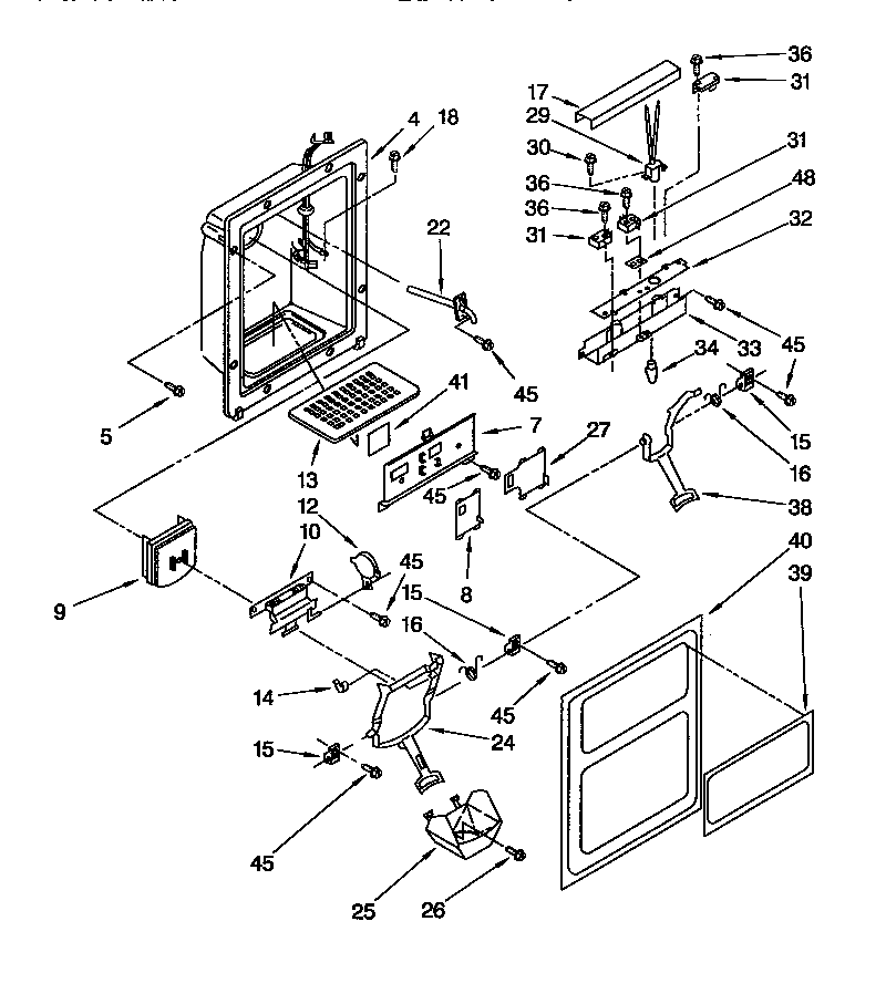 Whirlpool ED22DQXDN01 dispenser front diagram