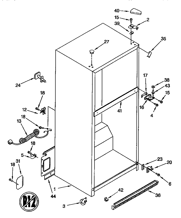 Whirlpool ET18NKXDG03 cabinet diagram