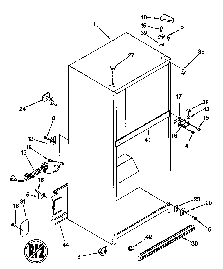 Whirlpool ET18NKXDW04 cabinet diagram