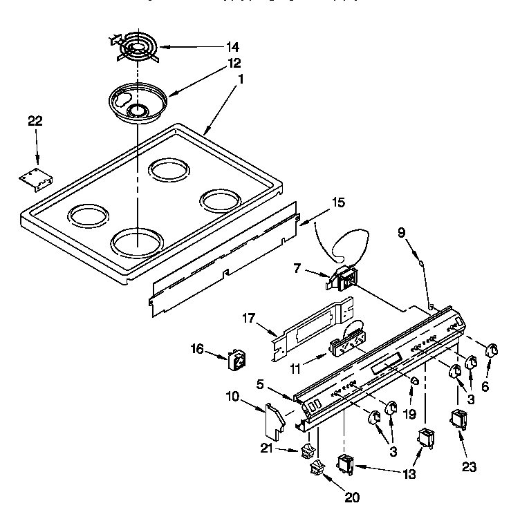 Roper SEC350XX1 cooktop diagram