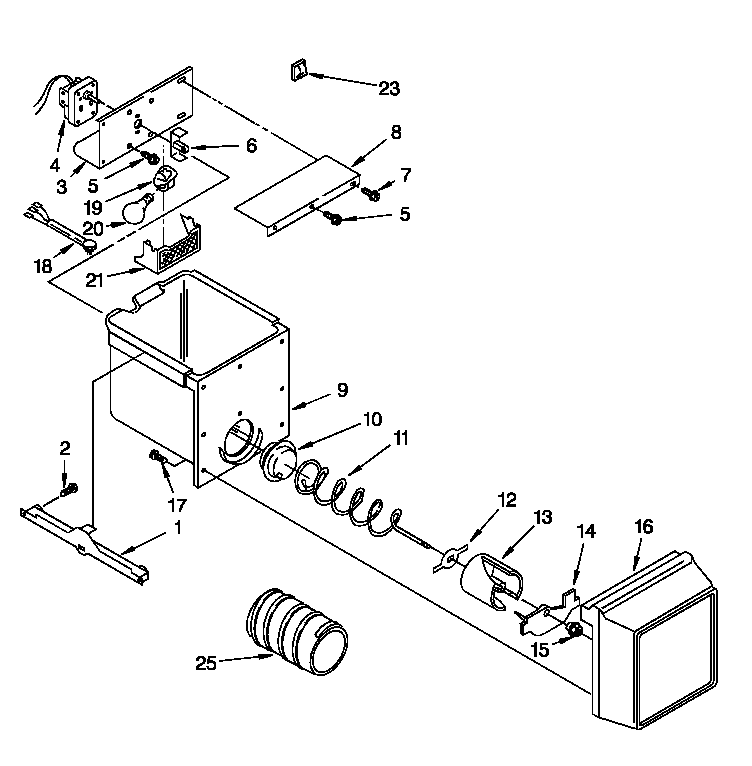 Roper RS22BRXDW01 freezer interior diagram