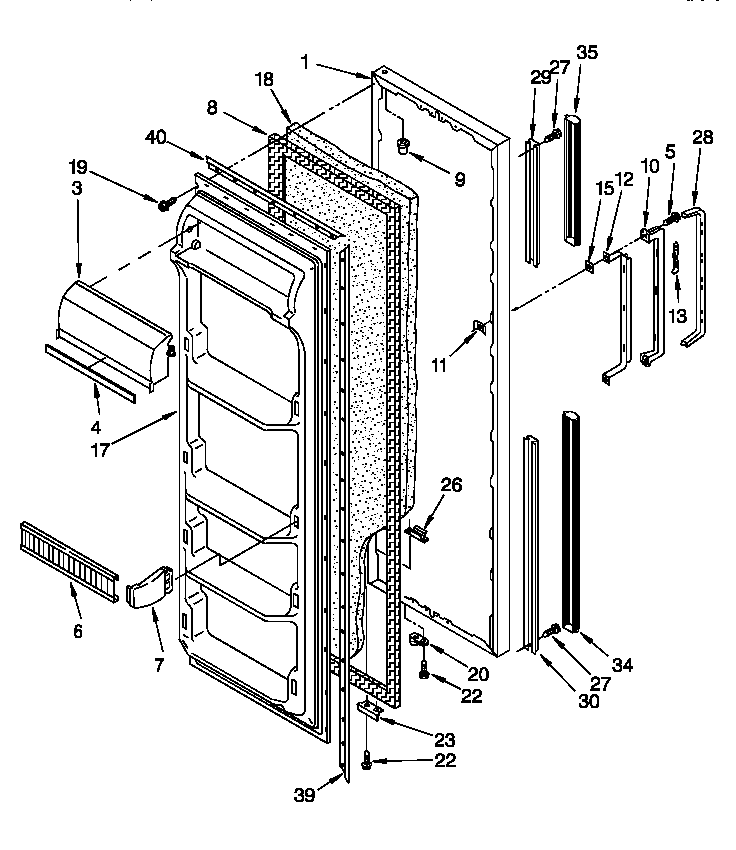 Roper RS22BRXDW01 refrigerator door diagram
