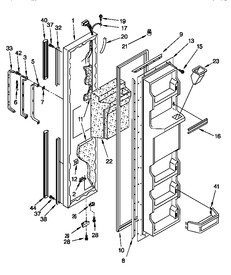Roper RS22BRXDW01 freezer door diagram