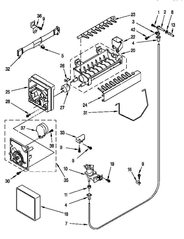 Roper RS22BRXDW01 icemaker diagram