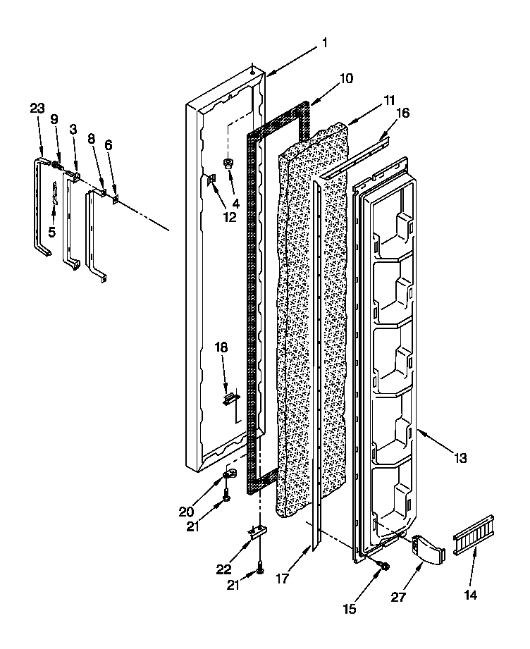 Roper RS20DKXDN01 freezer door diagram