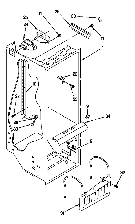 Roper RS22AWXEW01 refrigerator liner diagram