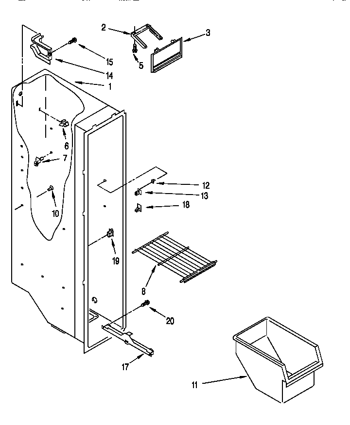 Roper RS22AWXEW01 freezer liner diagram