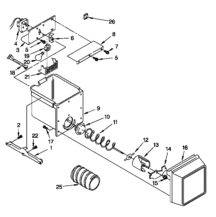 Roper RS22AWXEW01 freezer interior diagram