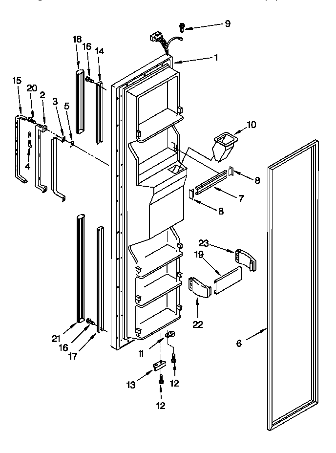 Roper RS22AWXEW01 freezer door diagram