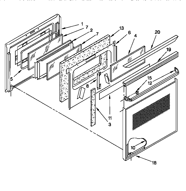 KitchenAid KDDT207BAL8 oven door diagram