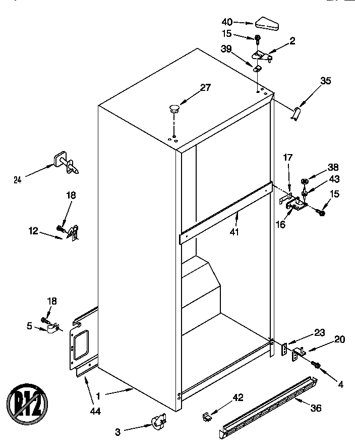 Whirlpool ET20NMXDN01 cabinet diagram
