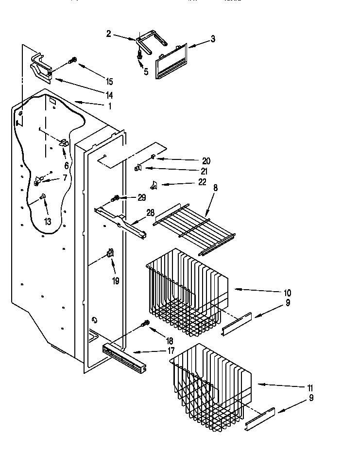 Whirlpool ED22DSXDW02 freezer liner diagram