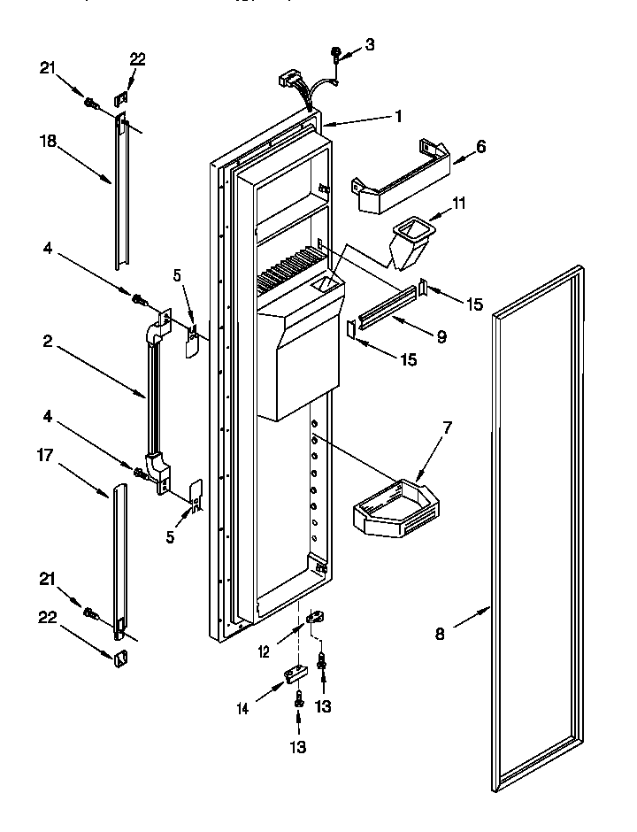 Whirlpool ED22DSXDW02 freezer door diagram