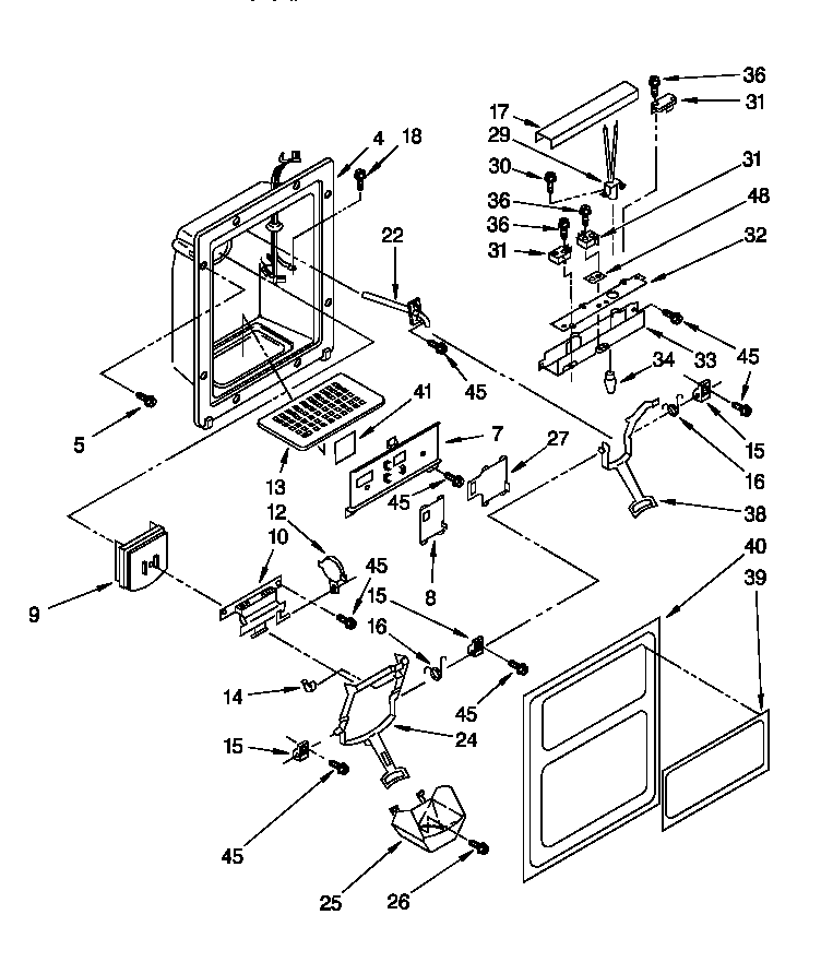 Whirlpool ED22DSXDW02 dispenser front diagram