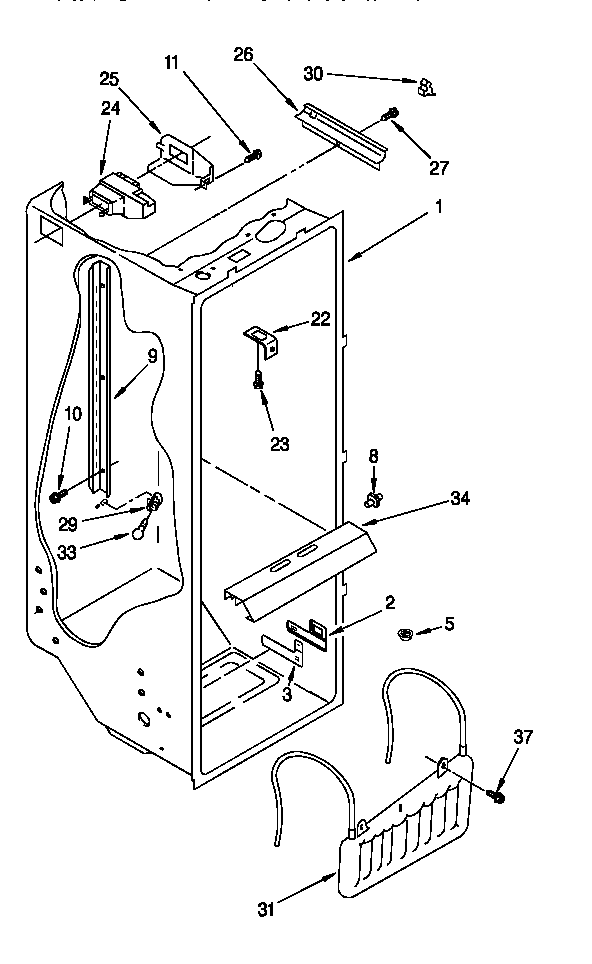 Whirlpool 8ED22PWXDW01 refrigerator liner diagram