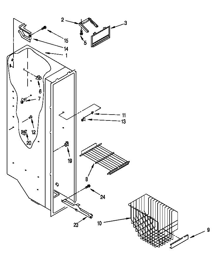 Whirlpool 8ED22PWXDW01 freezer liner diagram