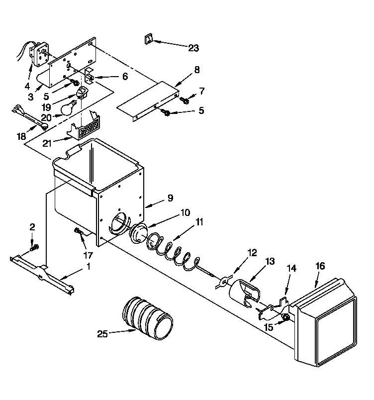 Whirlpool 8ED22PWXDW01 freezer interior diagram