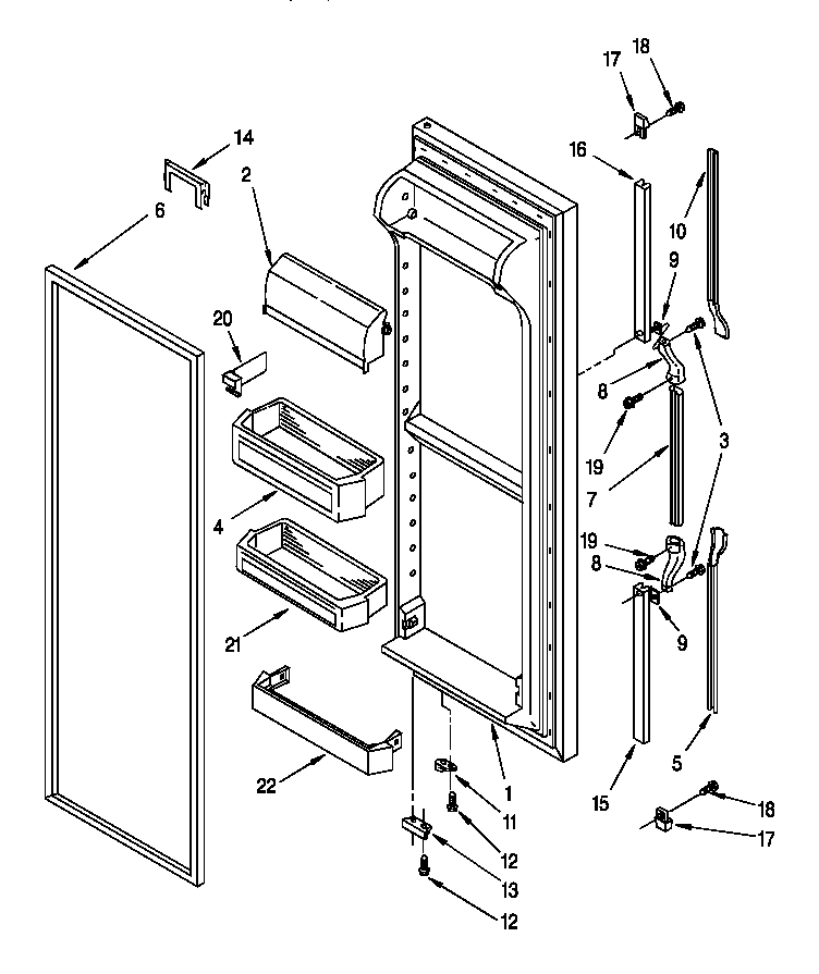Whirlpool 8ED22PWXDW01 refrigerator door diagram