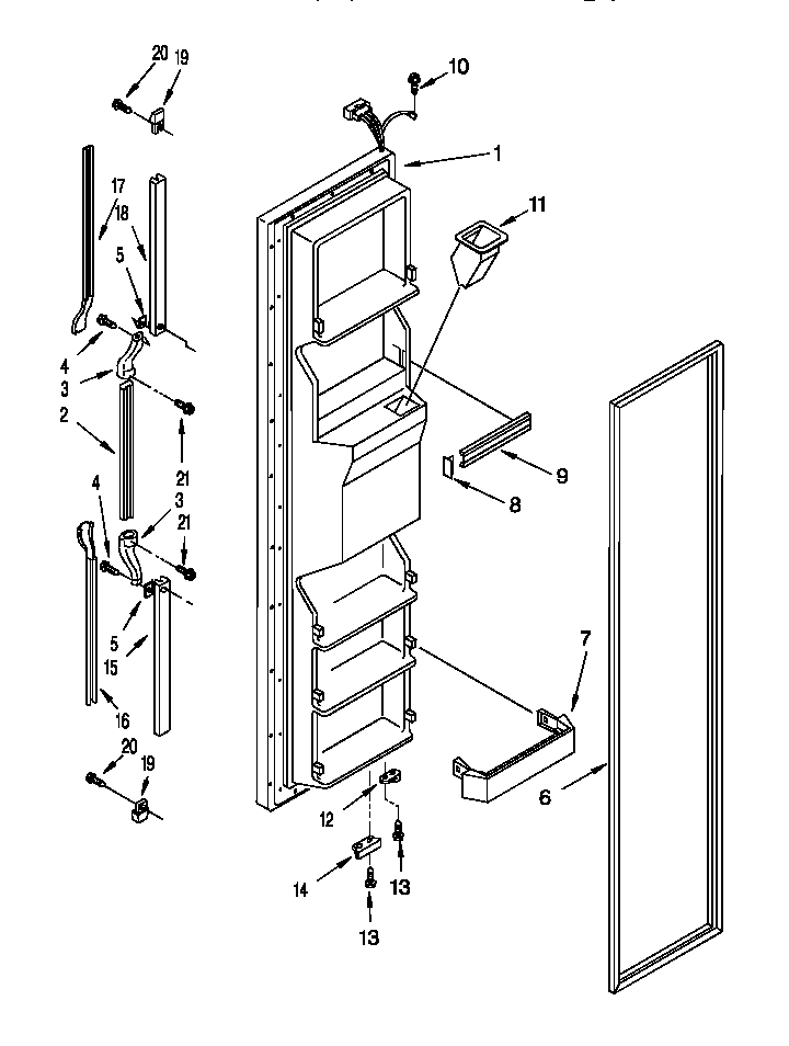 Whirlpool 8ED22PWXDW01 freezer door diagram