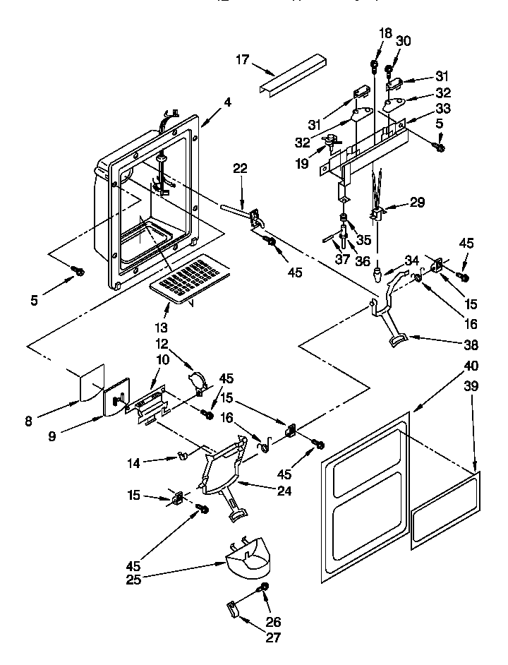 Whirlpool 8ED22PWXDW01 dispenser front diagram