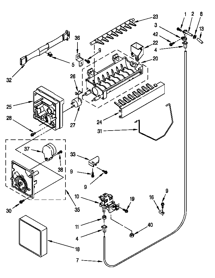Whirlpool 8ED22PWXDW01 icemaker diagram