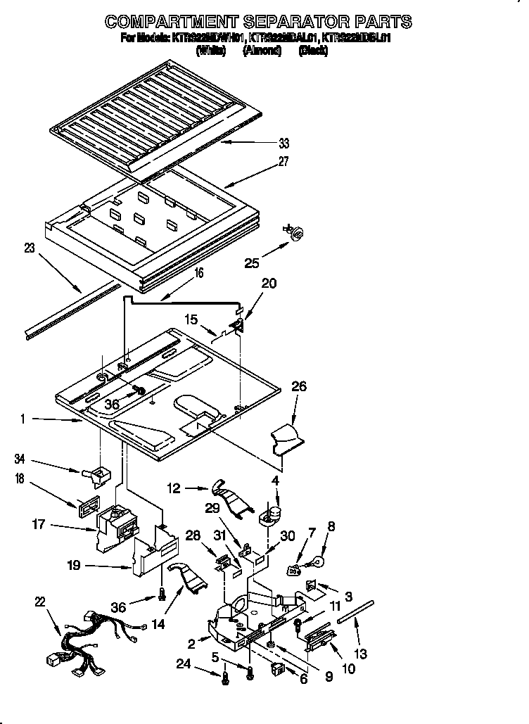 KitchenAid KTRS22MDBL01 compartment separator diagram