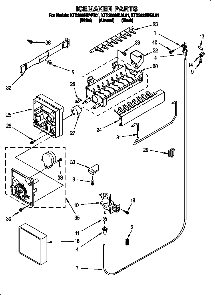 KitchenAid KTRS22MDBL01 icemaker diagram