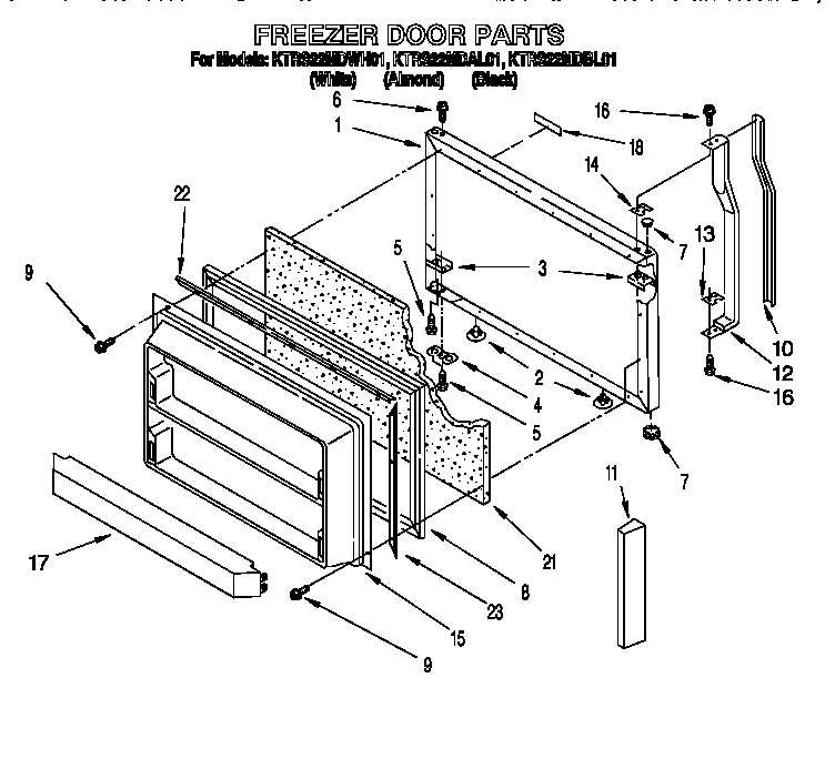 KitchenAid KTRS22MDBL01 freezer door diagram