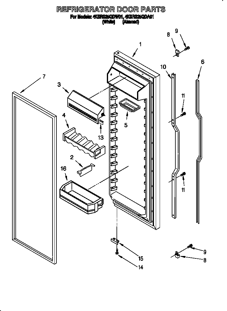 KitchenAid 4KSRS25QDW01 refrigerator door diagram