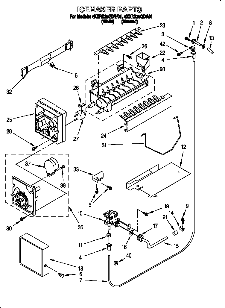 KitchenAid 4KSRS25QDW01 icemaker diagram