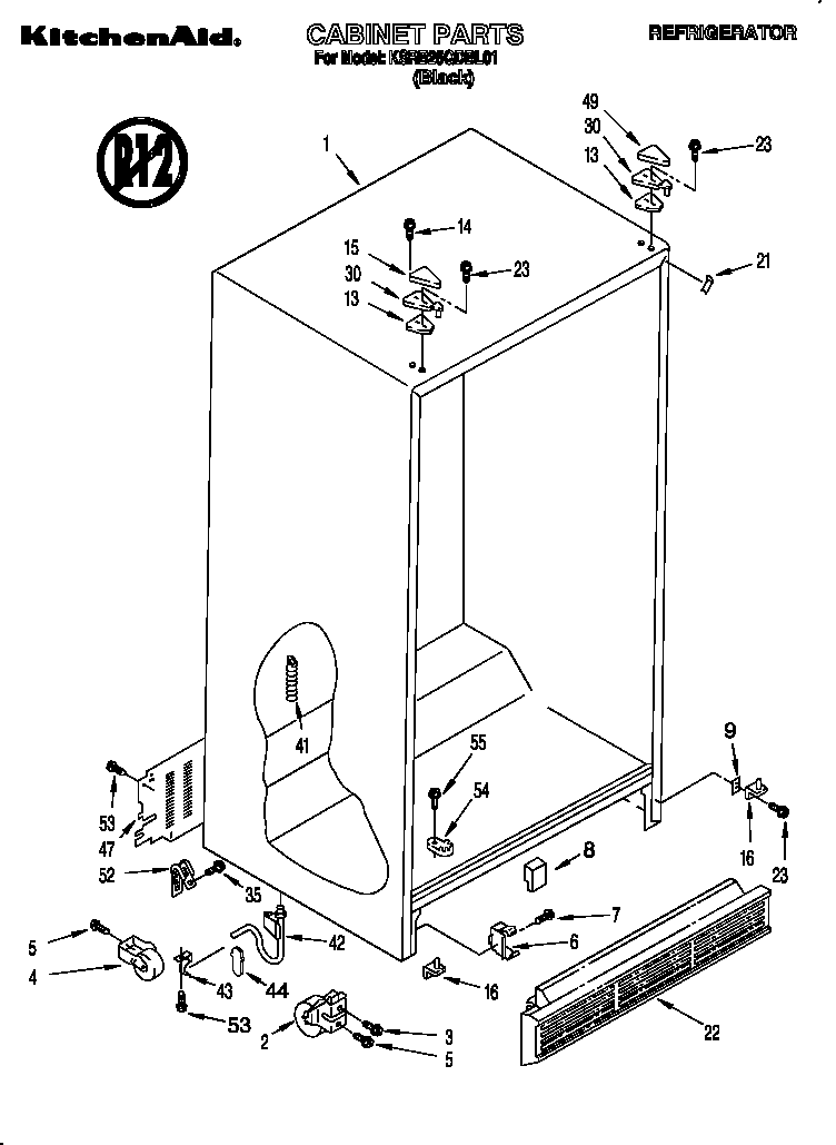KitchenAid KSRB25QDBL01 cabinet diagram