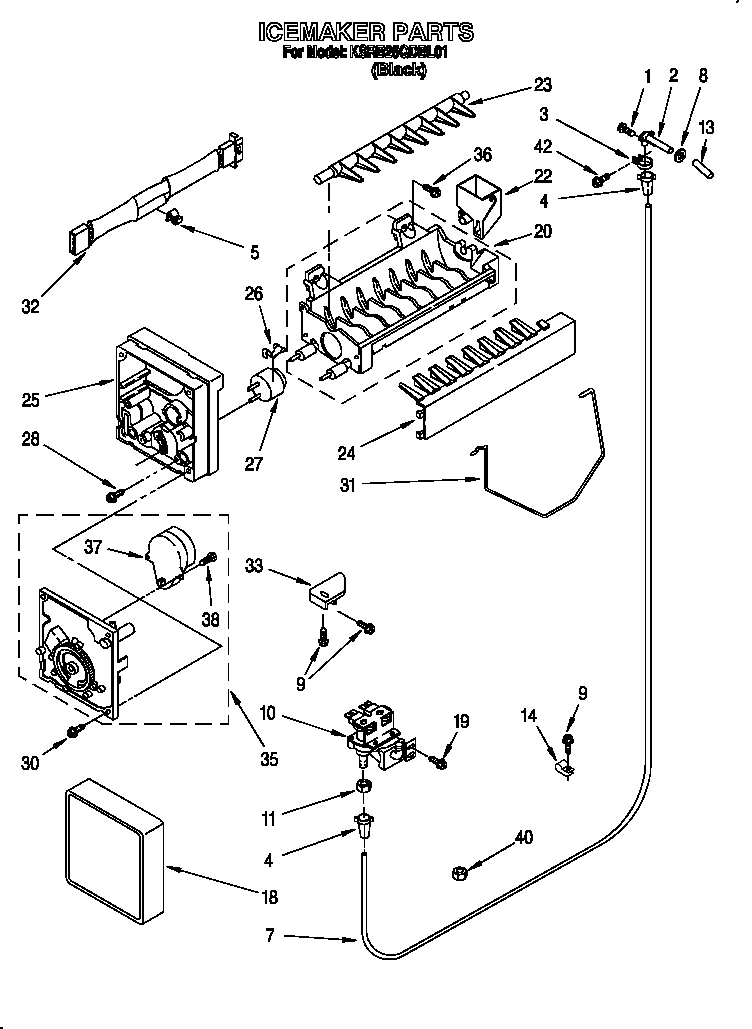 KitchenAid KSRB25QDBL01 icemaker diagram
