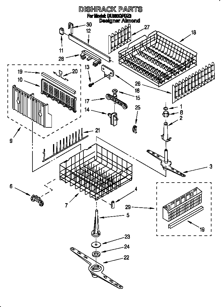 Whirlpool DU980QPDZ3 dishrack diagram