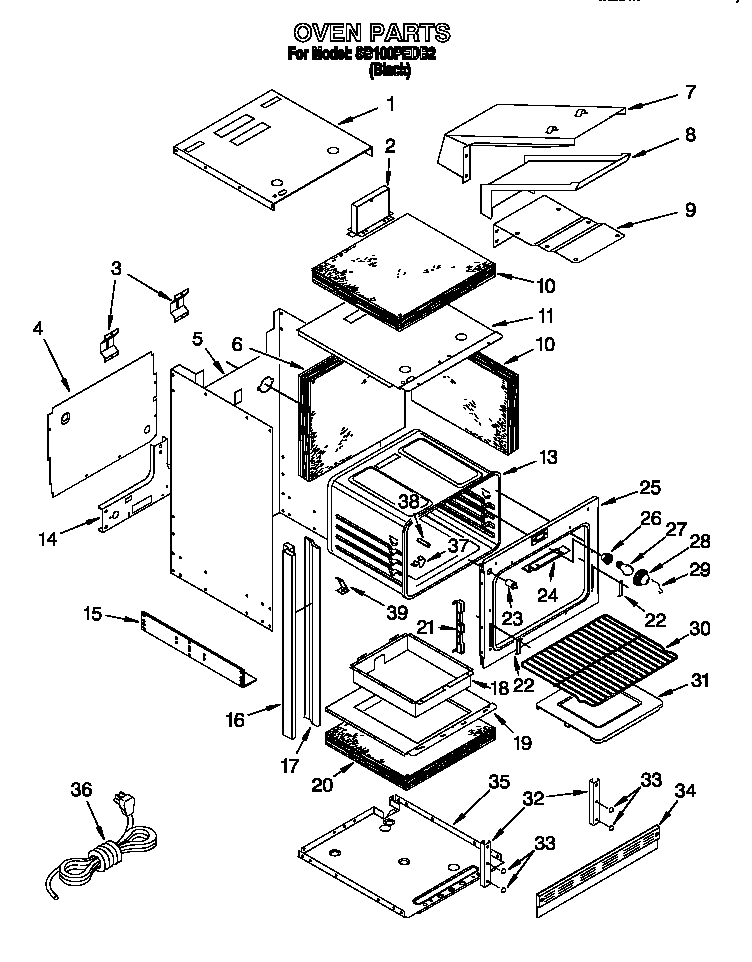 Whirlpool SB100PEDB2 oven diagram