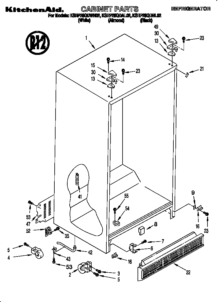 KitchenAid KSRP25QDBL02 cabinet diagram