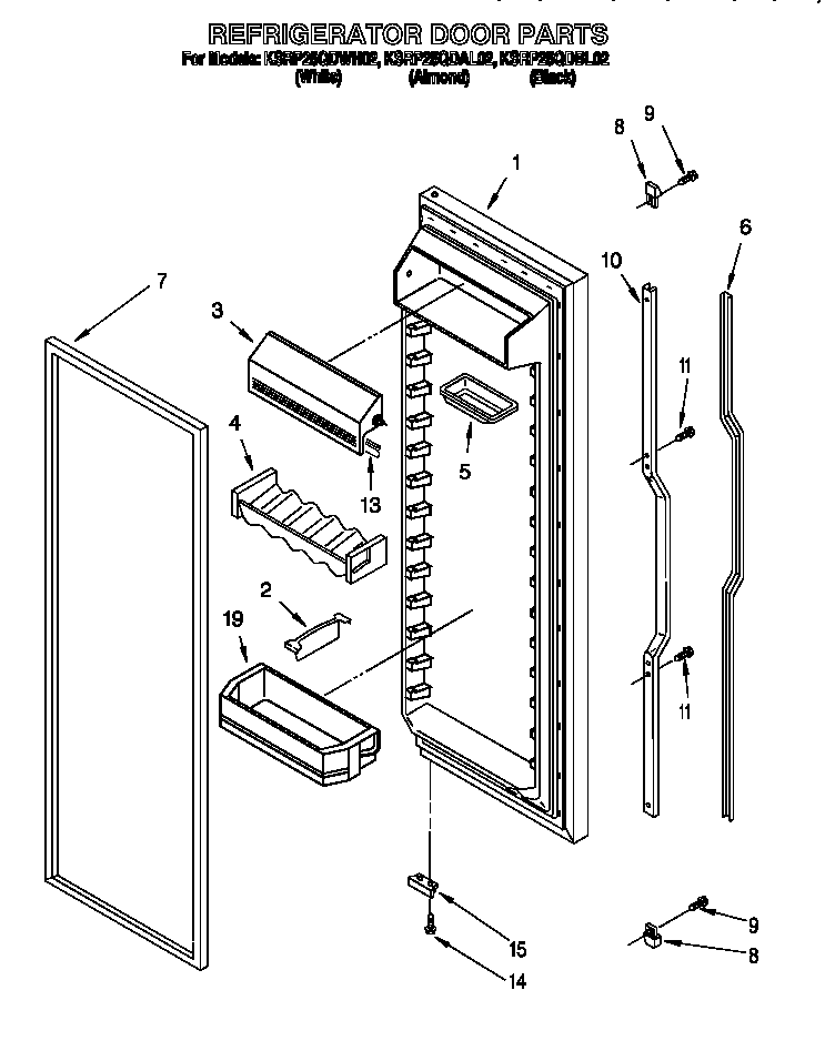 KitchenAid KSRP25QDBL02 refrigerator door diagram