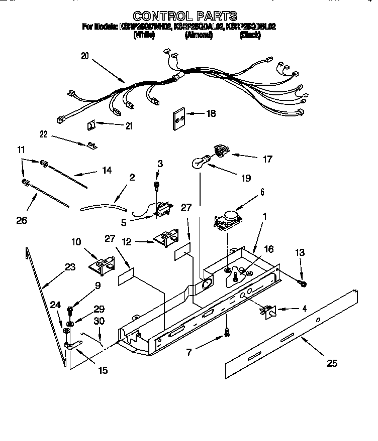 KitchenAid KSRP25QDBL02 control diagram