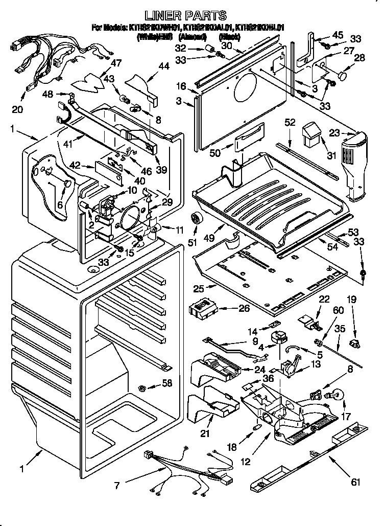 KitchenAid KTRS21KDBL01 liner diagram