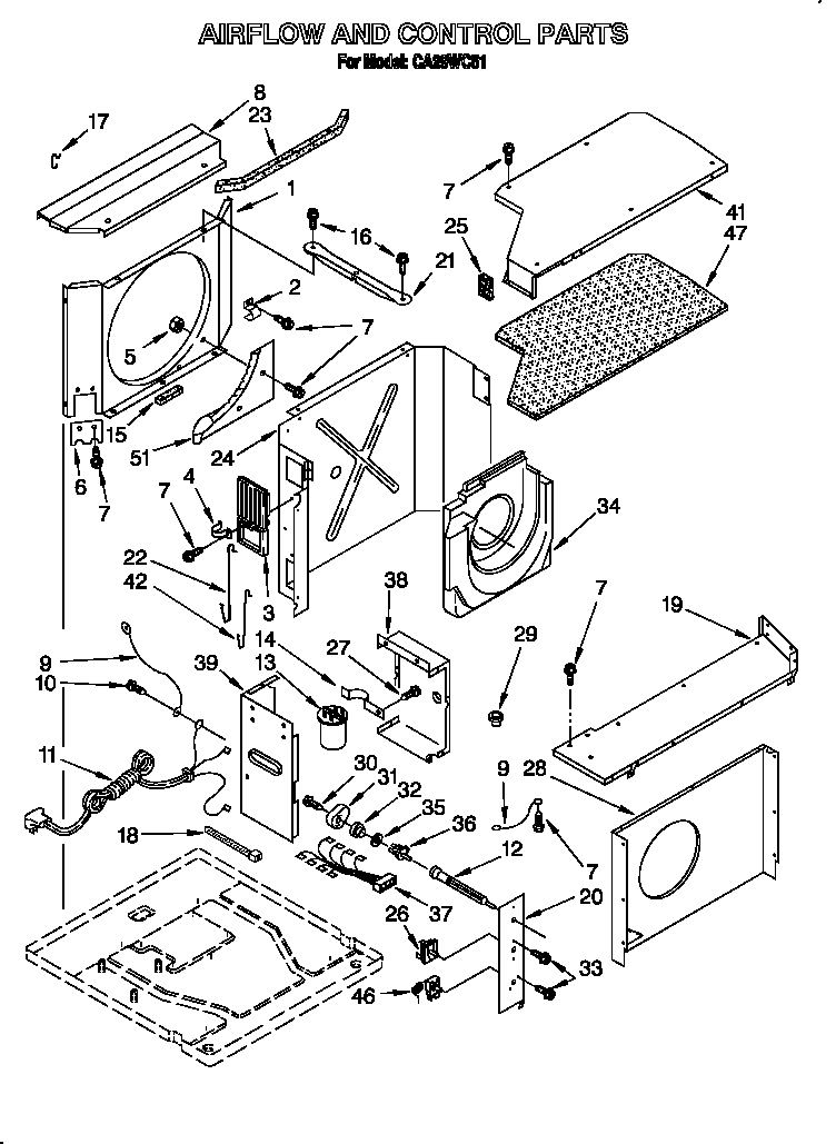 Whirlpool CA29WC51 airflow and control diagram