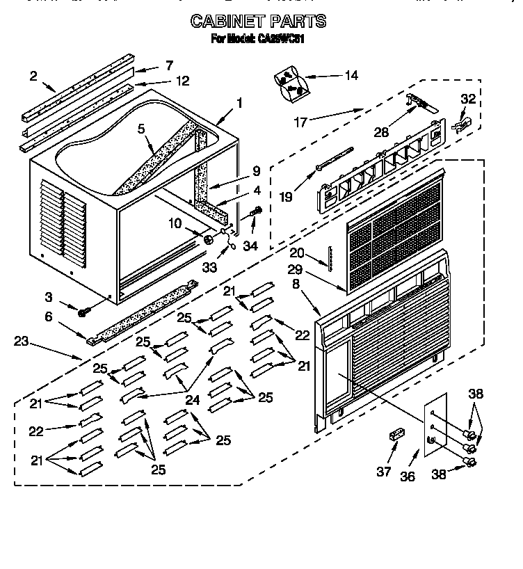 Whirlpool CA29WC51 cabinet diagram