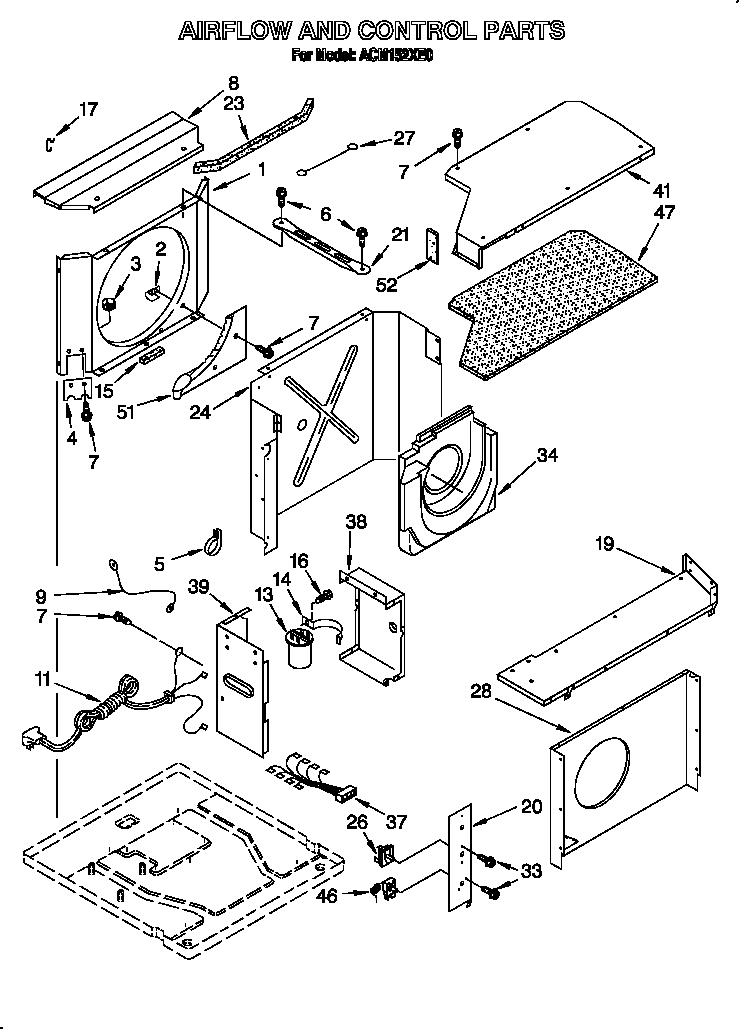 Whirlpool ACM152XE0 airflow and control diagram