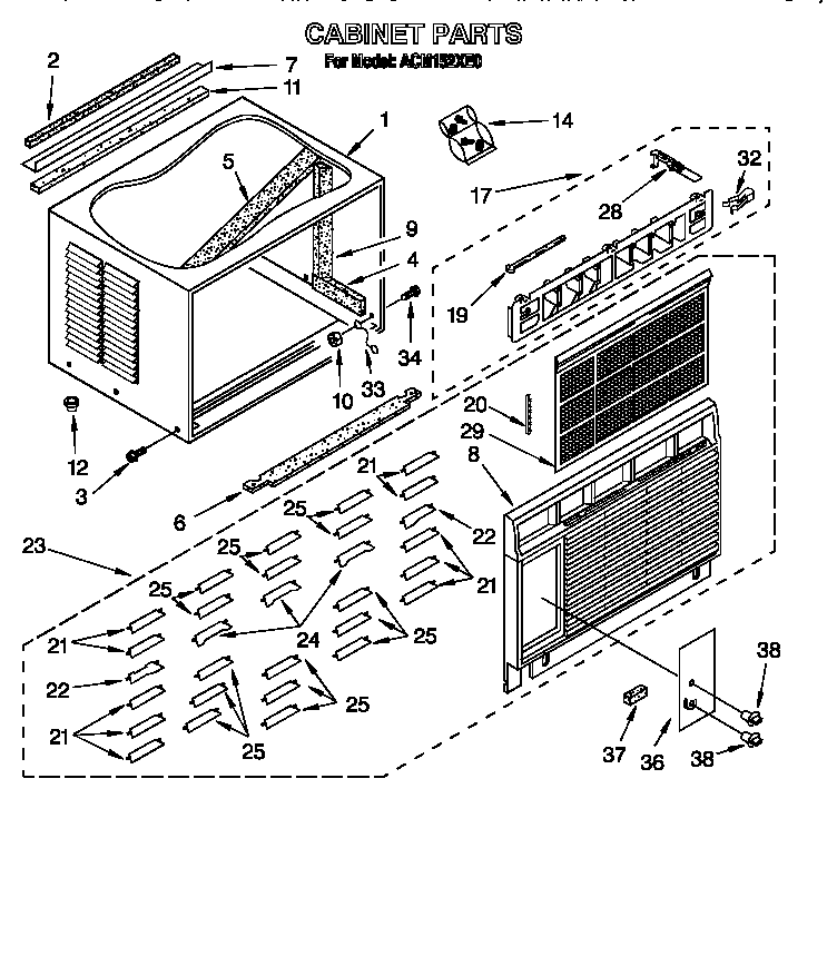 Whirlpool ACM152XE0 cabinet diagram