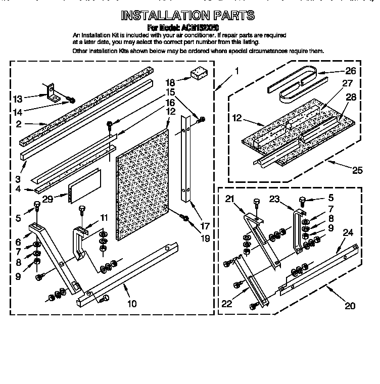 Whirlpool ACM152XE0 installation diagram