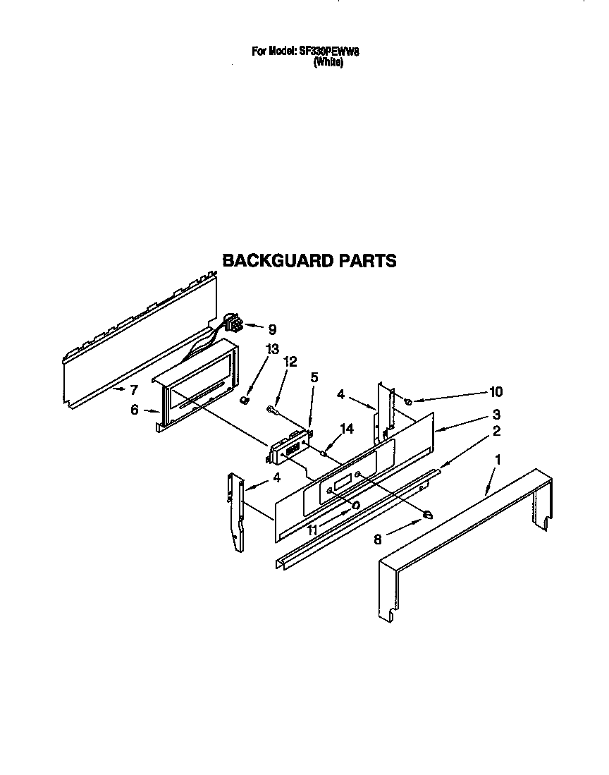 Whirlpool SF330PEWW8 backguard diagram