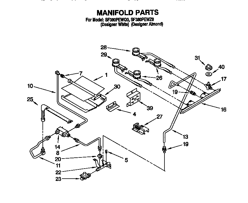 Whirlpool SF380PEWQ0 manifold diagram